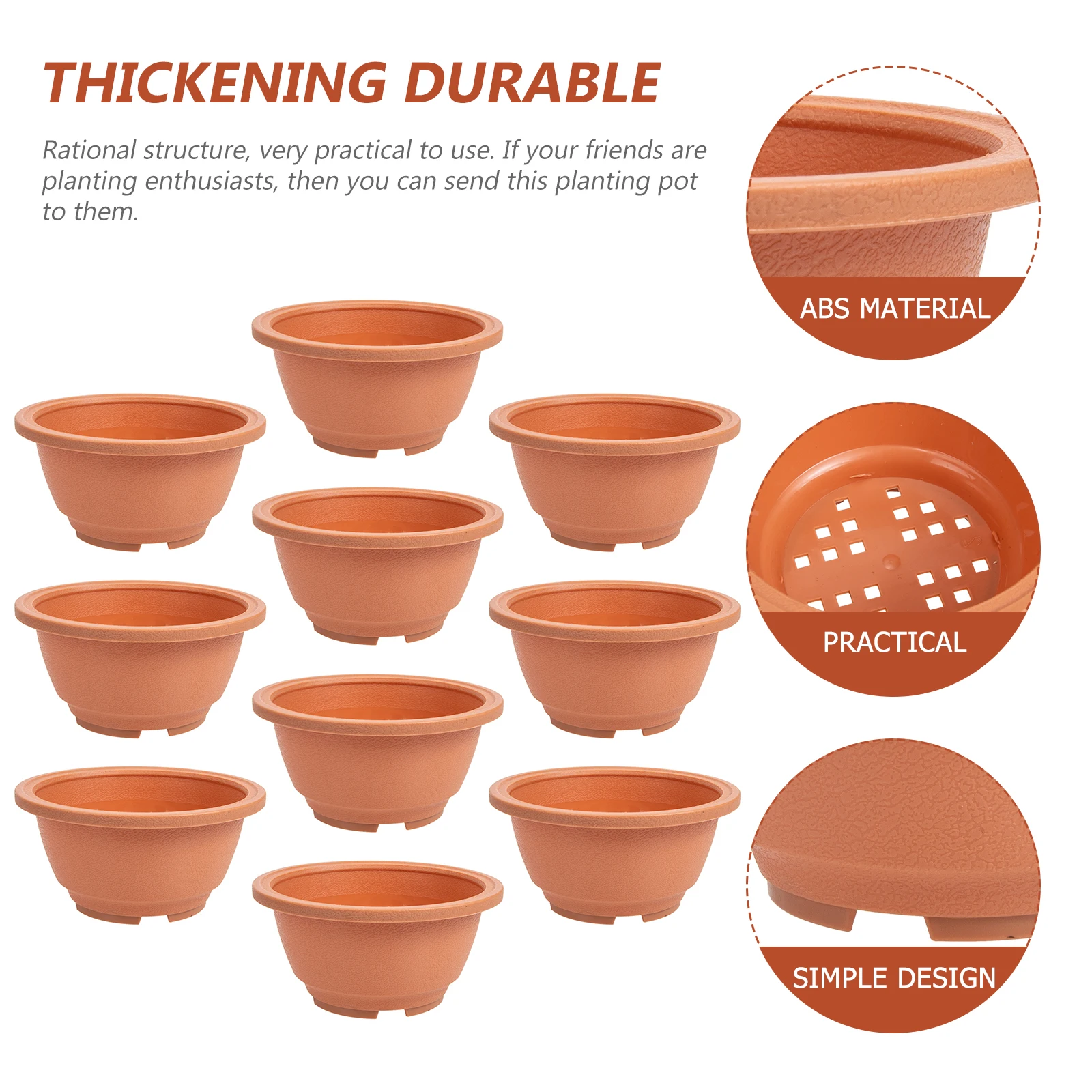 

10 Pcs Succulent Flower Pot Gardening Flowerpots Outdoor Planting Container Supply Brown Nursery