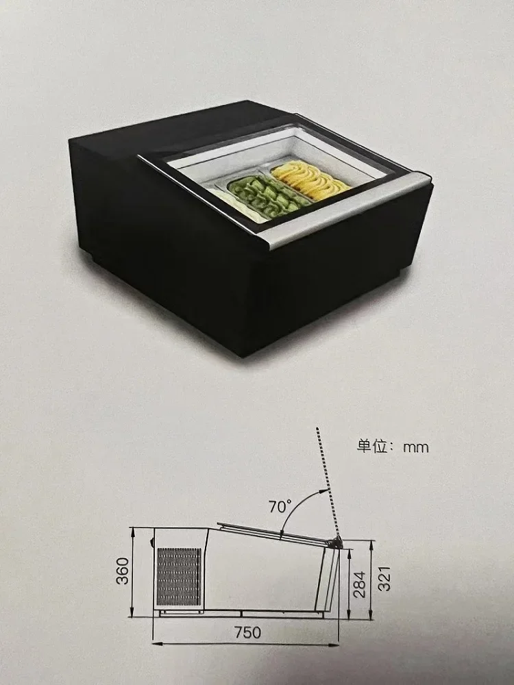 

Desktop ice cream display cabinet, commercial handmade popsicle freezer, hovering small gelato ice cream cabinet