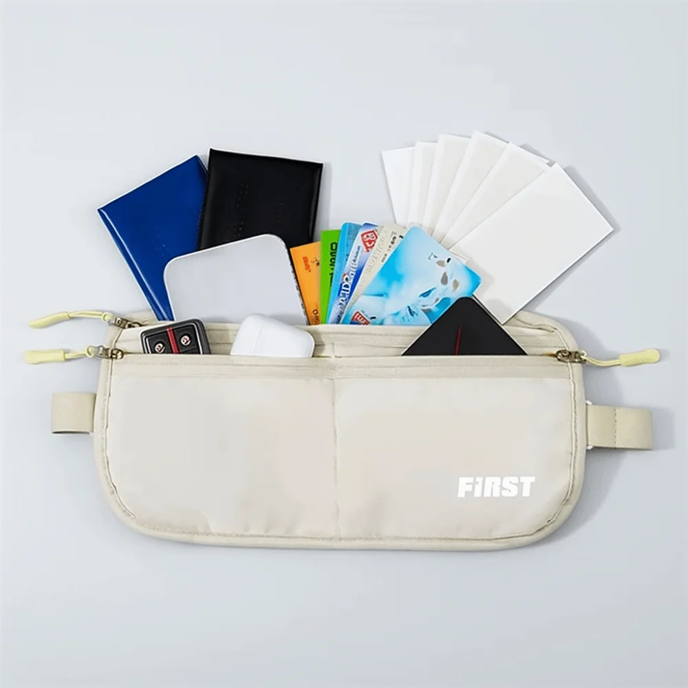 

Light Invisible Sports Waist Bag Large Capacity Zippered Men Belt Pouch Anti-theft Breathable Travel Chest Pack for Passport