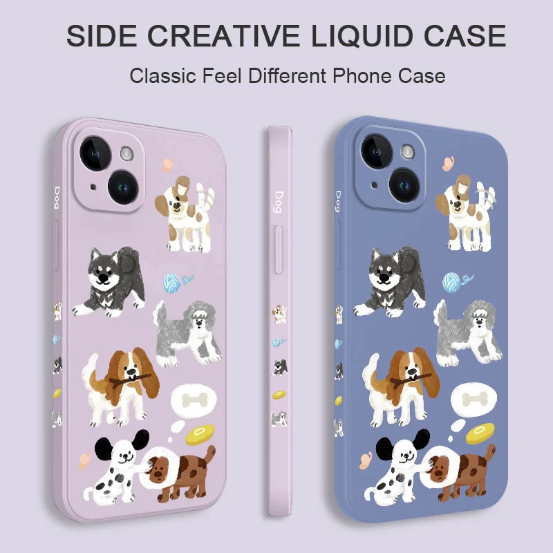 Chalk Drawing Dog Phone Case For iPhone 17 17 Air 16 16e 15 14 13 12 11 Plus Pro Max Mini Silicone Cover