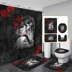 1/4 Piece Shower Curtain Set, Waterproof Bathroom Partition Curtain with Hooks, Anti-Slip Bath Rug, U Shape Mat, Toilet Seat Cov