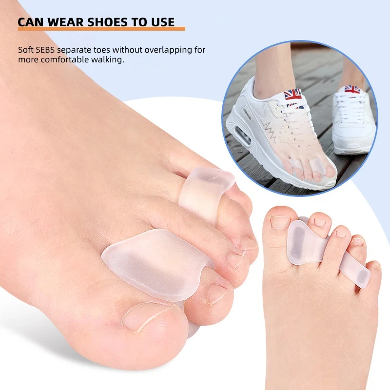 2pcs Silicone Hallux Valgus Foot Care Pedicure Gel Straightener Two Hole Toe Separator Fingers Protector Bunion Adjuster