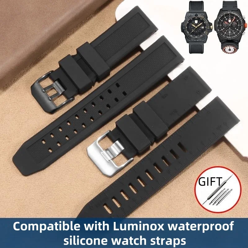 Rubber Watch Band for Luminox 8831 8830 7251 3050 Silicone Strap Men Black Watchband 23mm Wristband