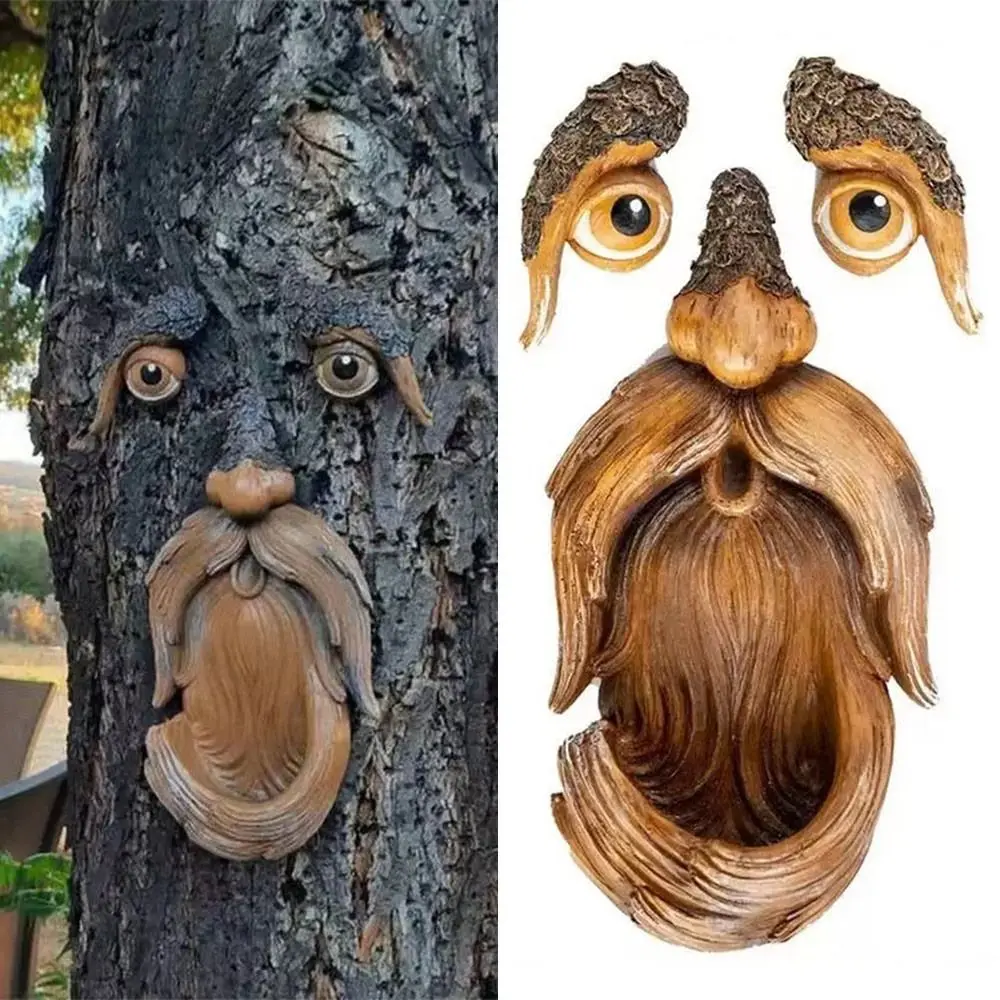 

Creative Resin Bark Face Old Man Cartoon Tree Hugger Bird feeder Craft Bird Supplies Yard Art