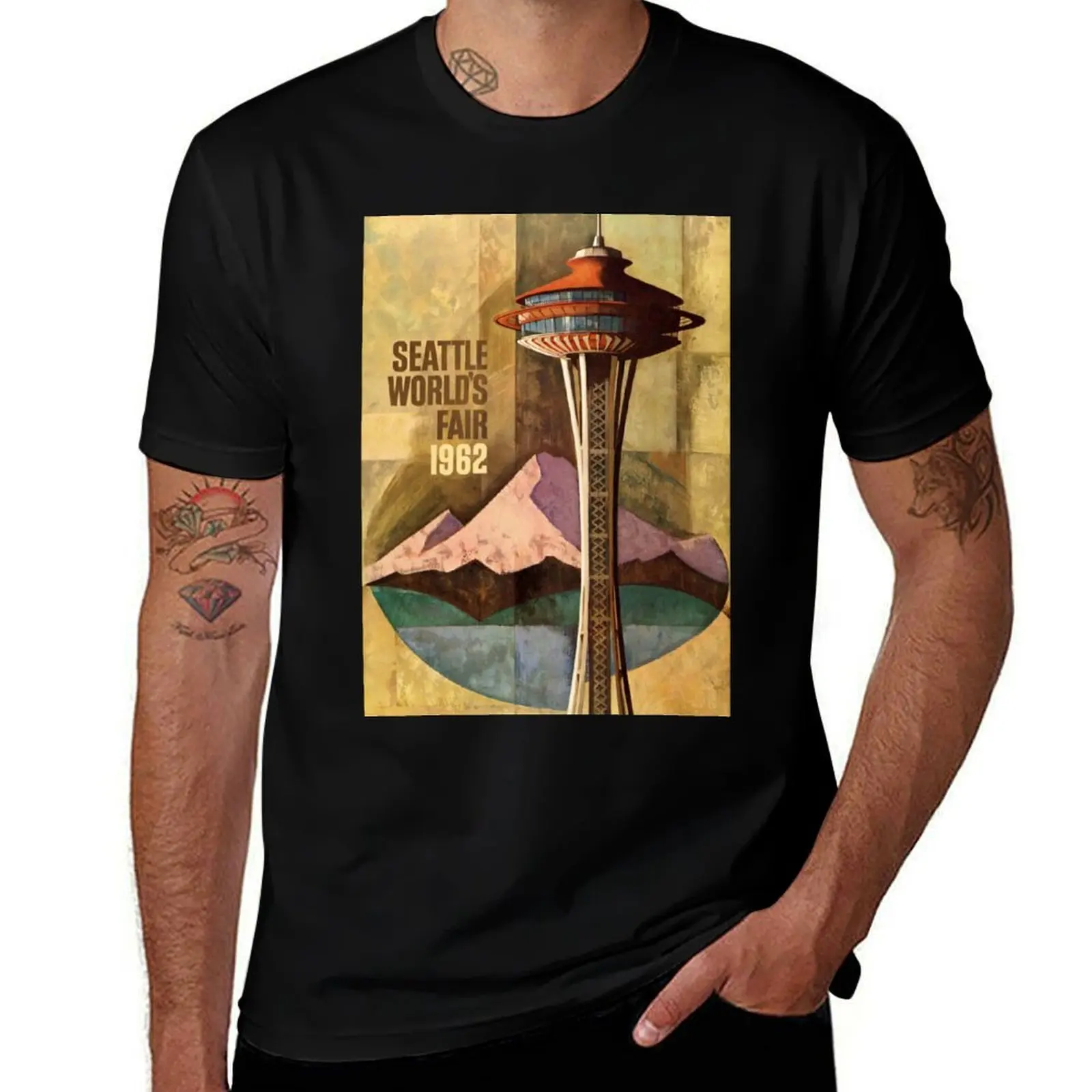 Seattle Worlds Fair 1962 vintage travel poster T-Shirt Lightweight Sport Basic T-Shirt