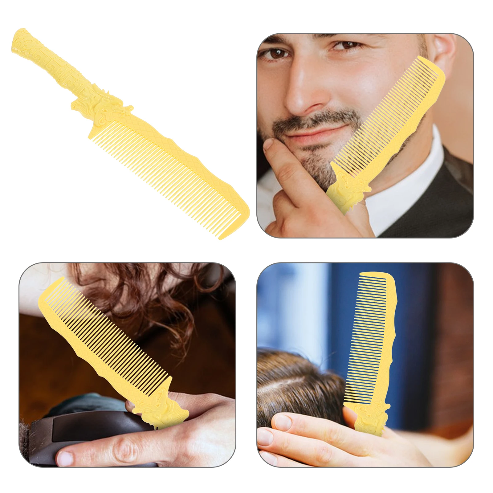 

Detangle Hair Brush Dragon Haircut Comb Barber Wide Tooth for Wet Curls Yellow Hairdressing Miss