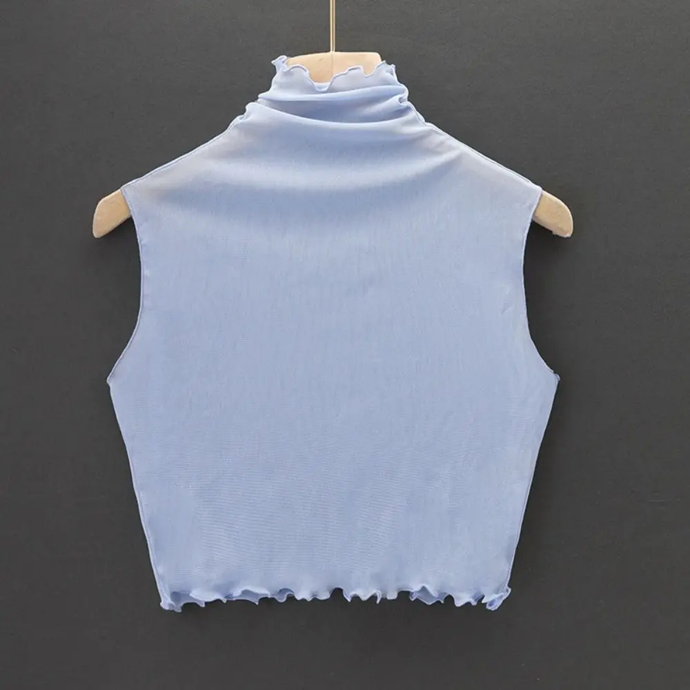 موضة جديدة شبكة وهمية طوق المرأة نصف الياقة العالية لينة الدائمة كاذبة طوق بلون سترة قميص بلوزة قميص