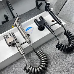 Stainless steel Handheld Toilet Sprayer Bidet Faucet Shower Head Hygienic Shower Toilet Faucets Double Outlet Bidet