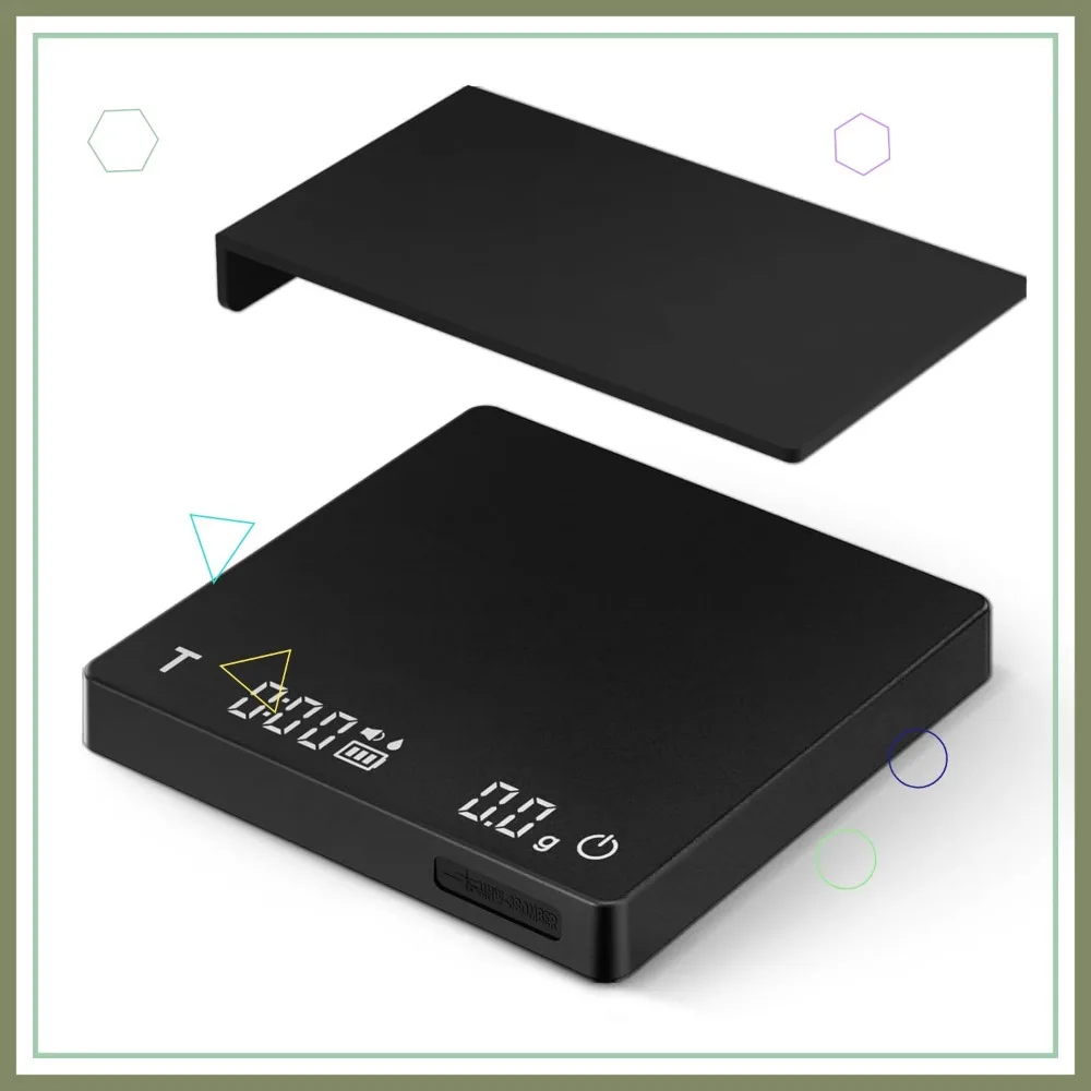 

Mini Rechargeable Coffee Scale with Timer, 2kg/0.1g Precision for Espresso & Pour-Over, Portable Digital Kitchen Scale