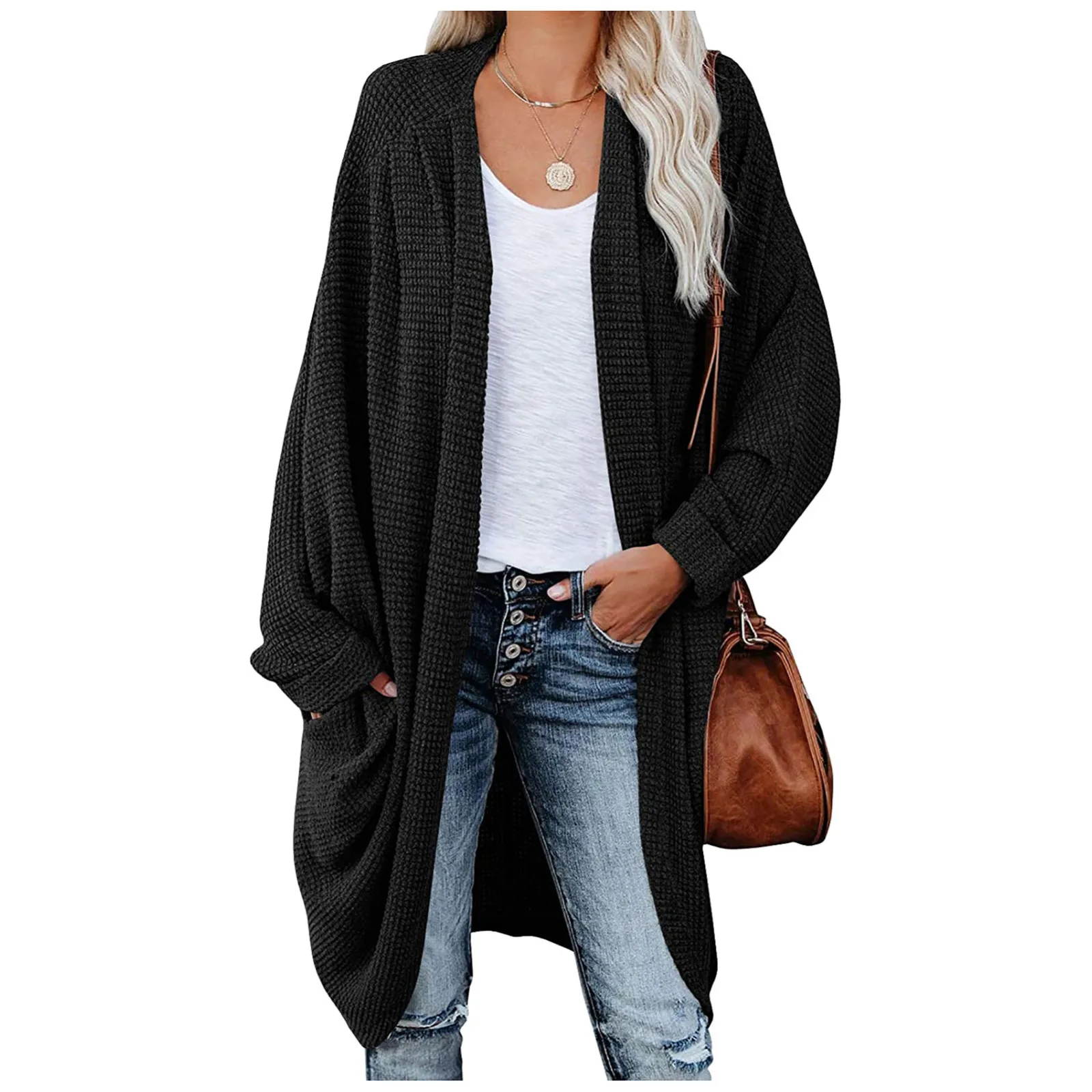 Woman Sweater Loose Cardigan Solid Color Pocket Knitting 2024 Autumn/Winter Fashion Woman\'S Clothing Soft Sweater Outerwear