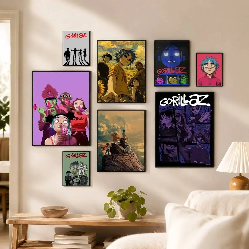 Virtual Music Band Gorillaz Poster High Quality Dorm Living Room Aesthetic Wall Decoration Painting Stickers Gift