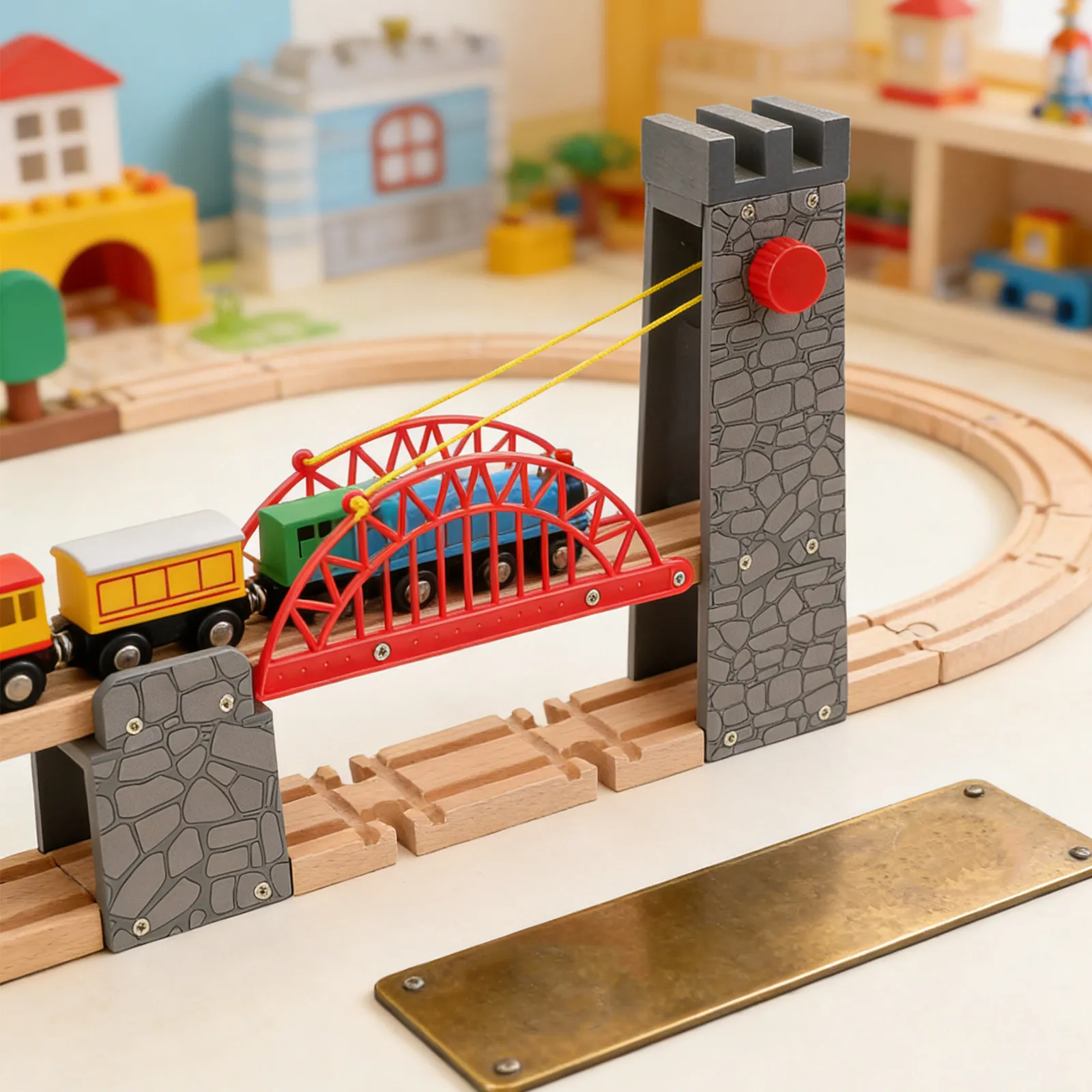 Wooden Train Set Accessories – Safe Smooth-Finish Railway Bridge for Track Expansion & Scene Building
