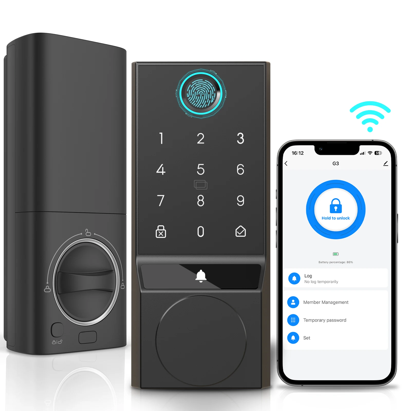 

Smart Lock Fingerprint Keyless Entry Door Lock With Doorbell With App Control With WiFi IP54 Waterproof Auto-Lock