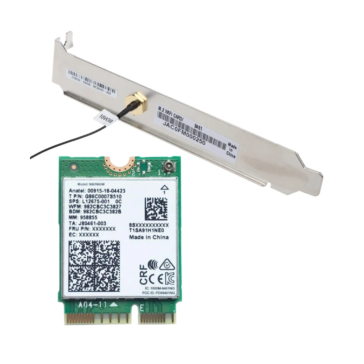 

For Intel 9461NGW WiFi Card+Baffle Kit AC 9461 2.4G/5G Dual Band 802.11AC M2 Key E CNVI Bluetooth 5.0 Wireless Adapter