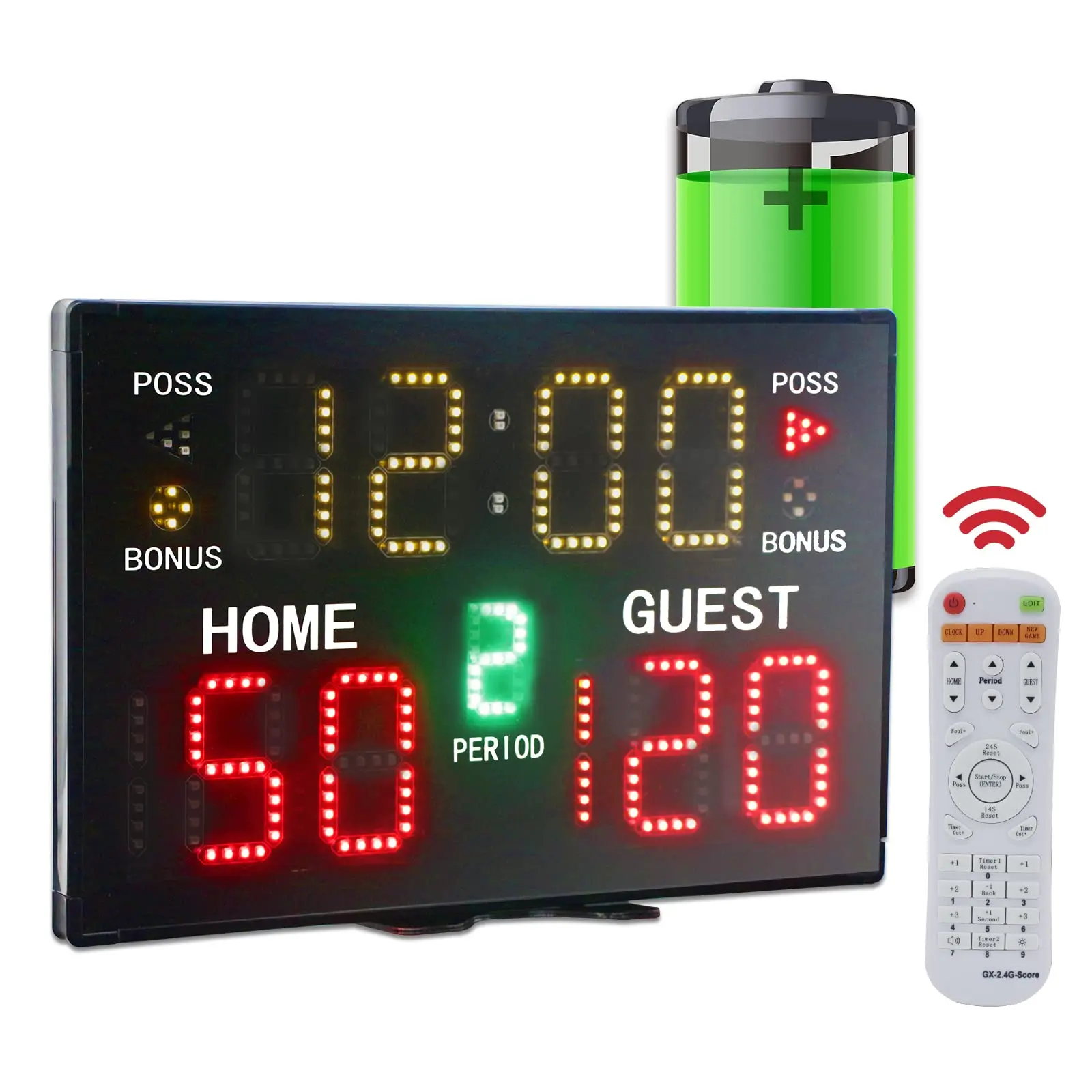 GANXIN Portable Digital Scoreboard with Buzzer 14.8” LED Timer for Basketball, Football