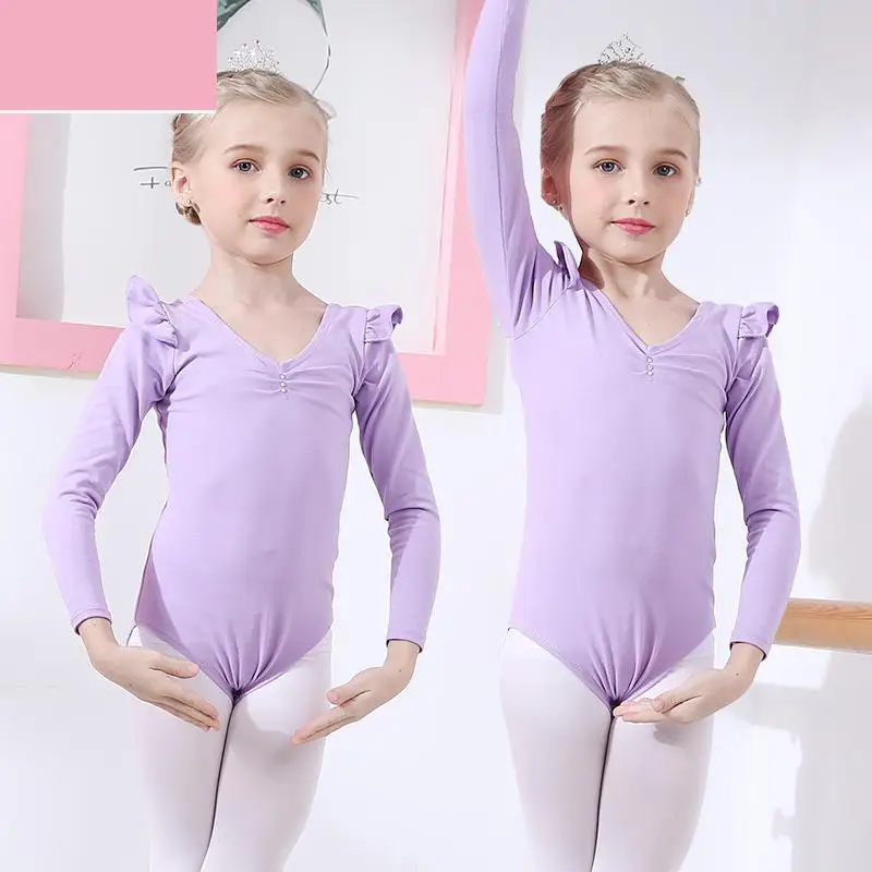 3 Colors for Kids Diamond Ballerina Ballet Dress Leotards Gymnastics Bodysuits Tutu for Girls Long Sleeves Ballet Dance Dresses