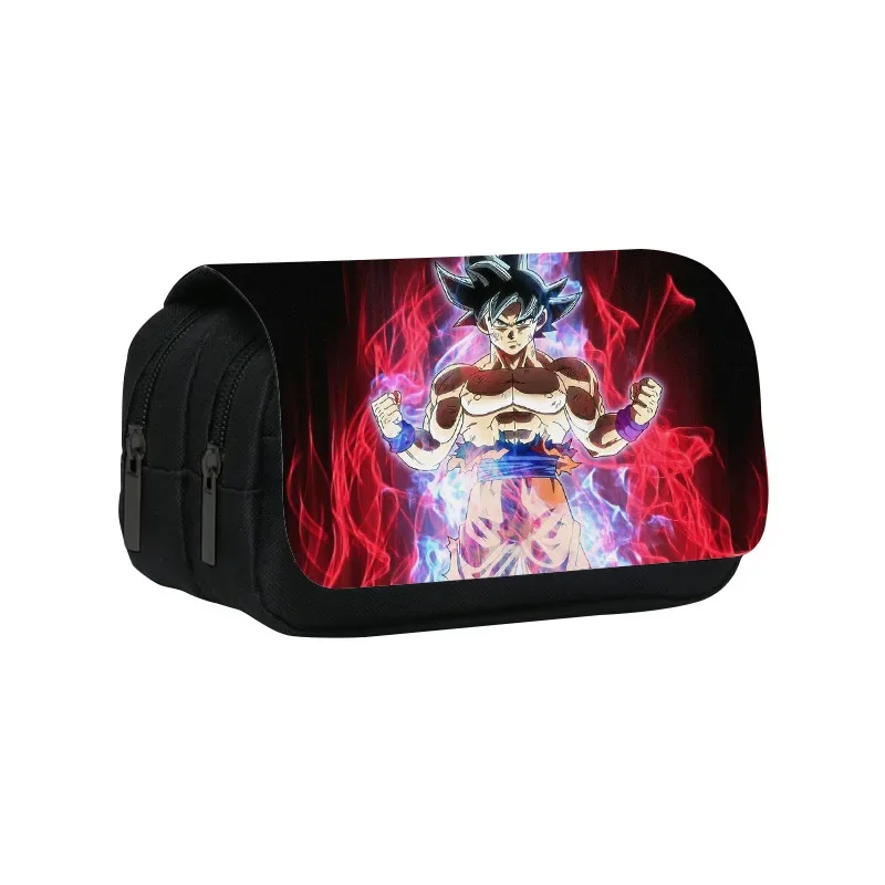 Estuche de lápices de Anime Dragon Ball Goku Vegeta, bolsa de lápices de Anime de doble cubierta, bolsa de lápices de nailon de gran capacidad, suministros escolares para estudiantes, regalos