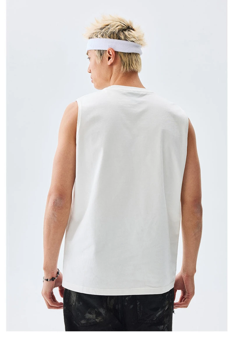 Weißes „Bored Rockstar“ Max Heavyweight Herren Ärmelloses Crop-Top-Outfit 2026 Sommer Neu Damen Vintage Atmungsaktives T-Shirt Streetwear – Detail 4