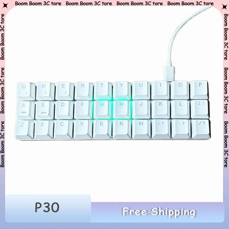 

P30 Mini Inline Keyboard Wired Custom 30keys RGB Hot Swap Office Gaming Welding Mechanical Keyboard QMK VIAL Minimalism Keyboard