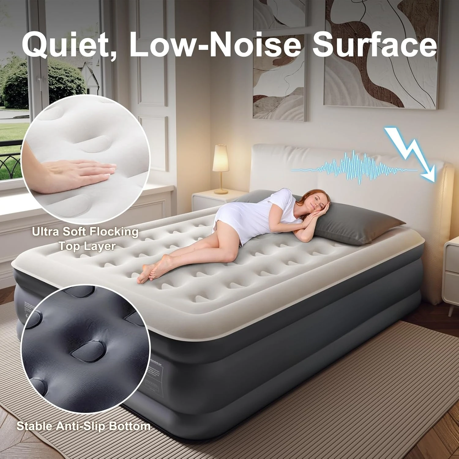 

Air Mattress Queen with Built in Pump, Inflatable Blow up Mattress, 18" Raised Inflables Air Bed for Guests & Home