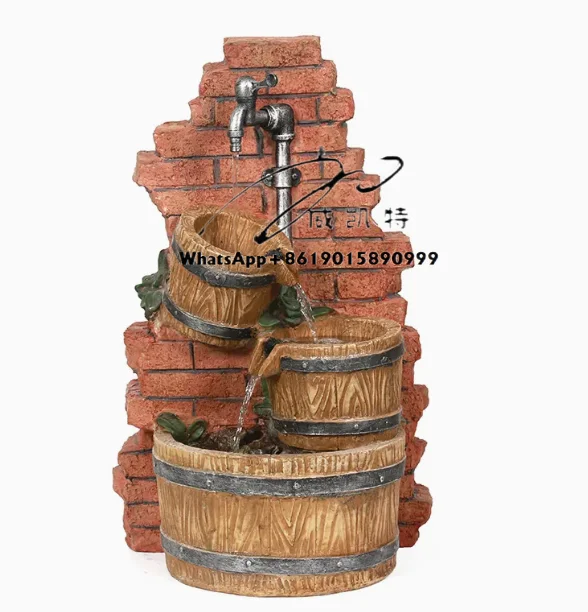 

Resin Water Feature Craft Gift Decorative Fountain With Tap for Home and Garden