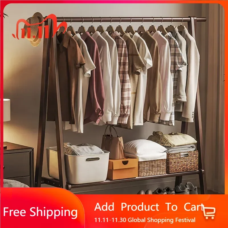 

Solid Wood Bedroom Coat Racks Floor Black Vintage Minimalist Coat Racks Balcony Nordic Percheros Para Ropa Home Furniture