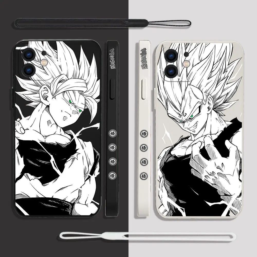 

Hot Japan Anime Dragon Ball Son Goku Vegeta Phone Case For iPhone 15 14 13 12 11 Pro Max Mini X XR XS MAX Plus with Hand Strap