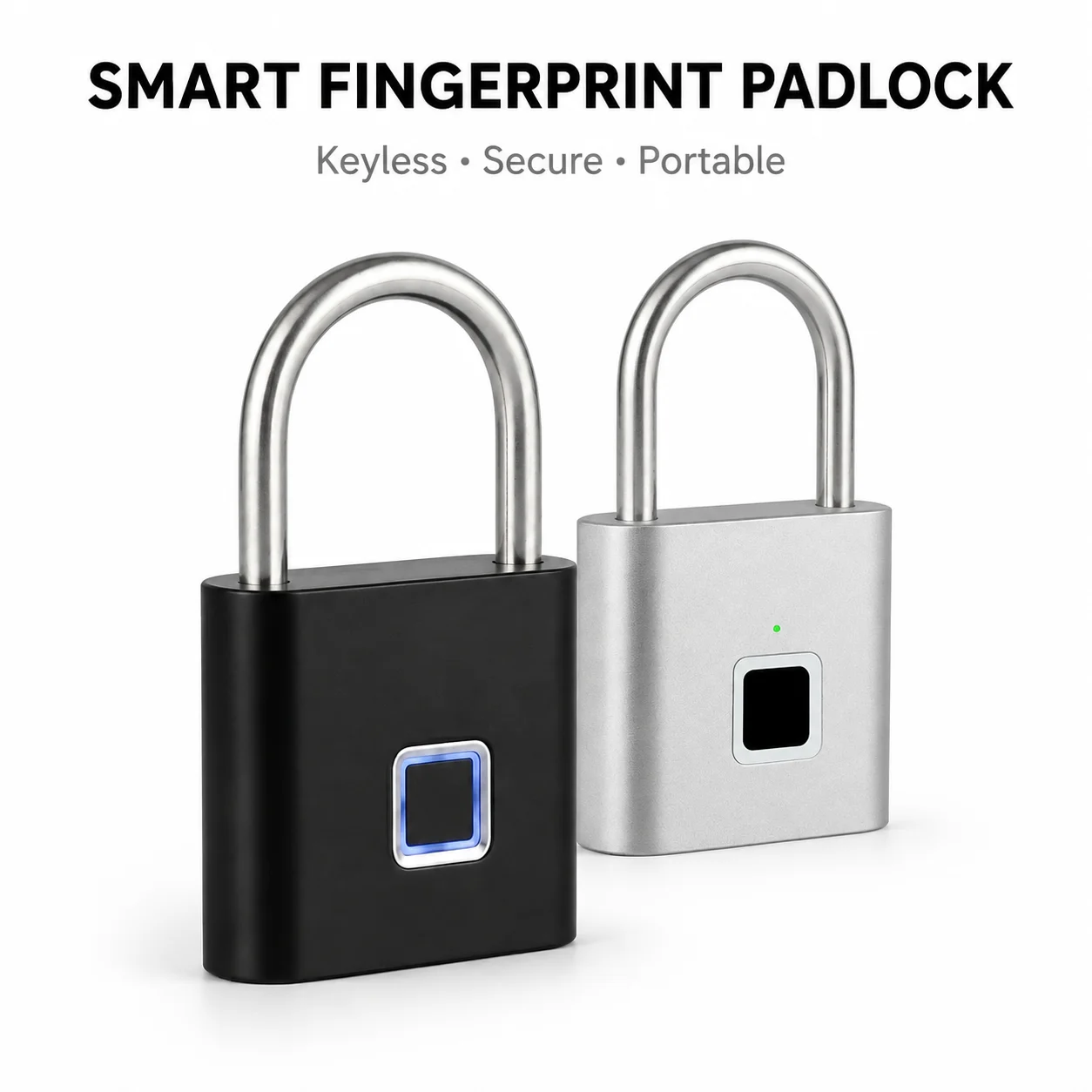 Fingerprint Padlock, Built-in Rechargeable Battery, Outdoor Waterproof, Easy to Use