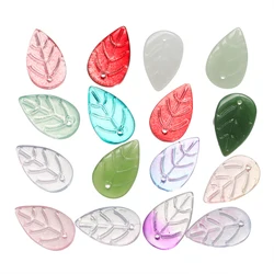 10/30pcs/lot Colored Leaf Shape Glass Bead Pendant Loose Bead For DIY Jewelry Making Necklace Bracelet Charm Accessories