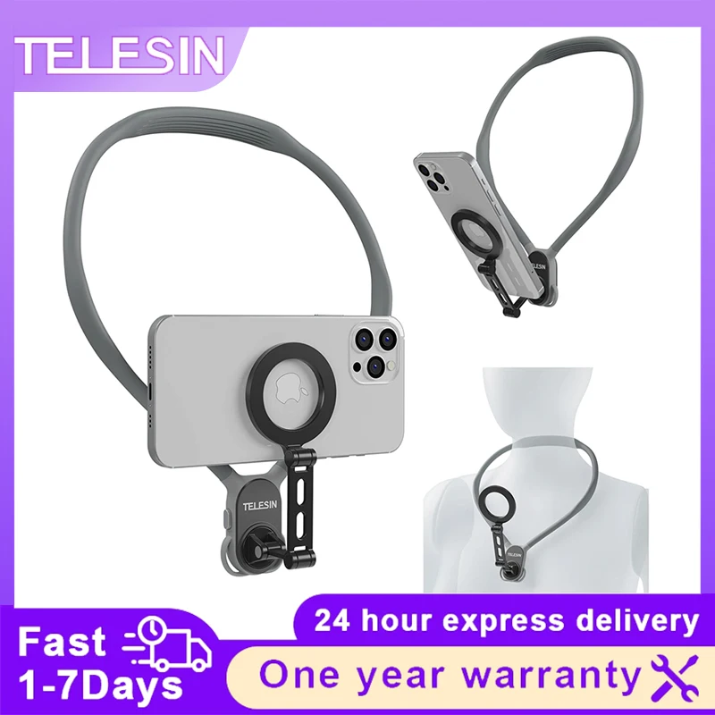 TELESIN Max Magnetic Neck Mount Silicone Quick Release Hold for Iphone 15 14 13 12 11 10 SAMSUNG HUAWEI XIAOMI Phone Accessories