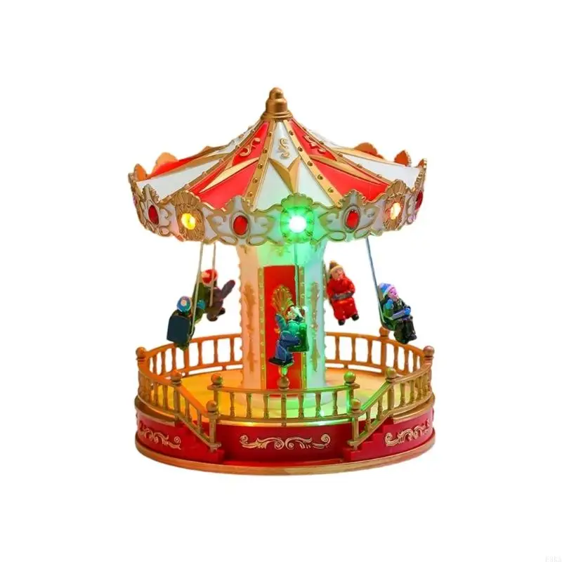   Seasonal Shelf Figure with LED Christmas Scene, USB or Battery Use, Accent for Entry Shelf, Side Table, or Window