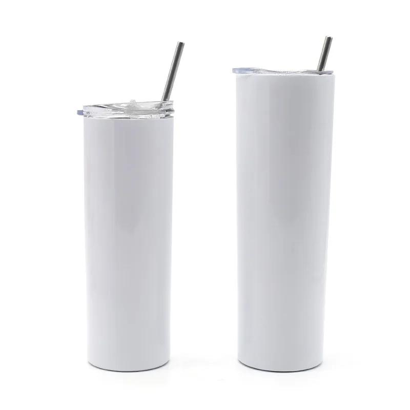 Personalized Sublimation  Blank White Tumbler Bottle With Lid and Straw 20OZ Stainless Steel Insulated  for Custom Logo