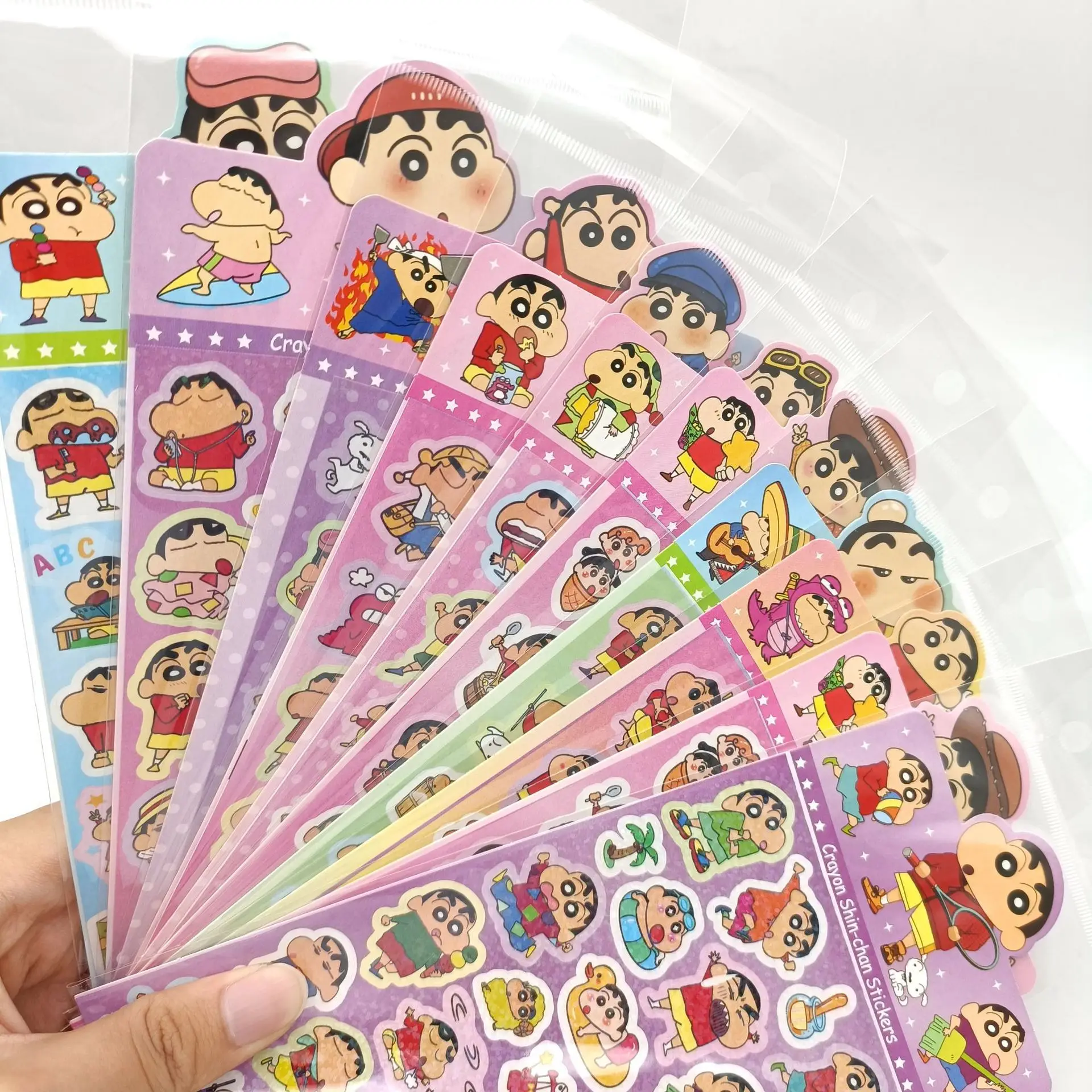 20/60/100pcs Crayon Shinchan Laser sticker waterproof Hand account Diy decoration Cute cartoon animation sticker Children\'s gift