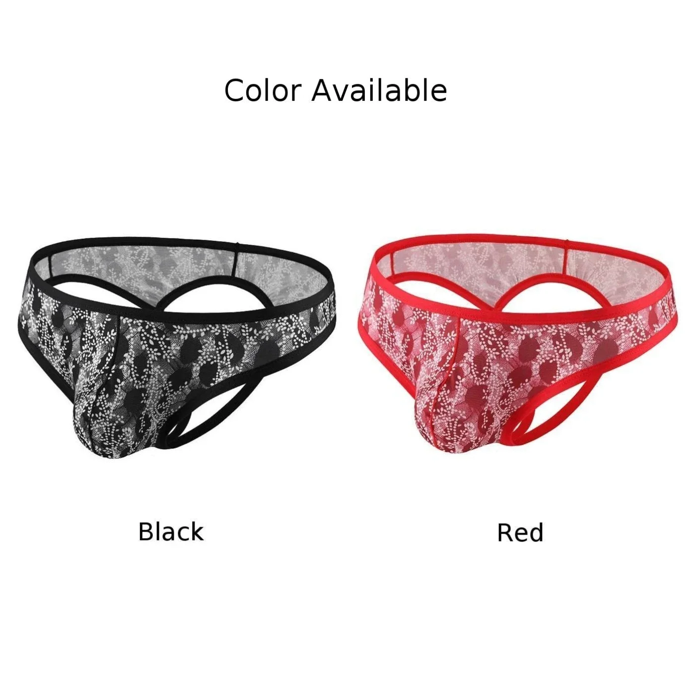 New Men Sexy Printed Lace Backless Briefs Hollow Out Pouch Panties Lingerie Low Rise Jock Strap Underpants Slim Thin Male Thongs