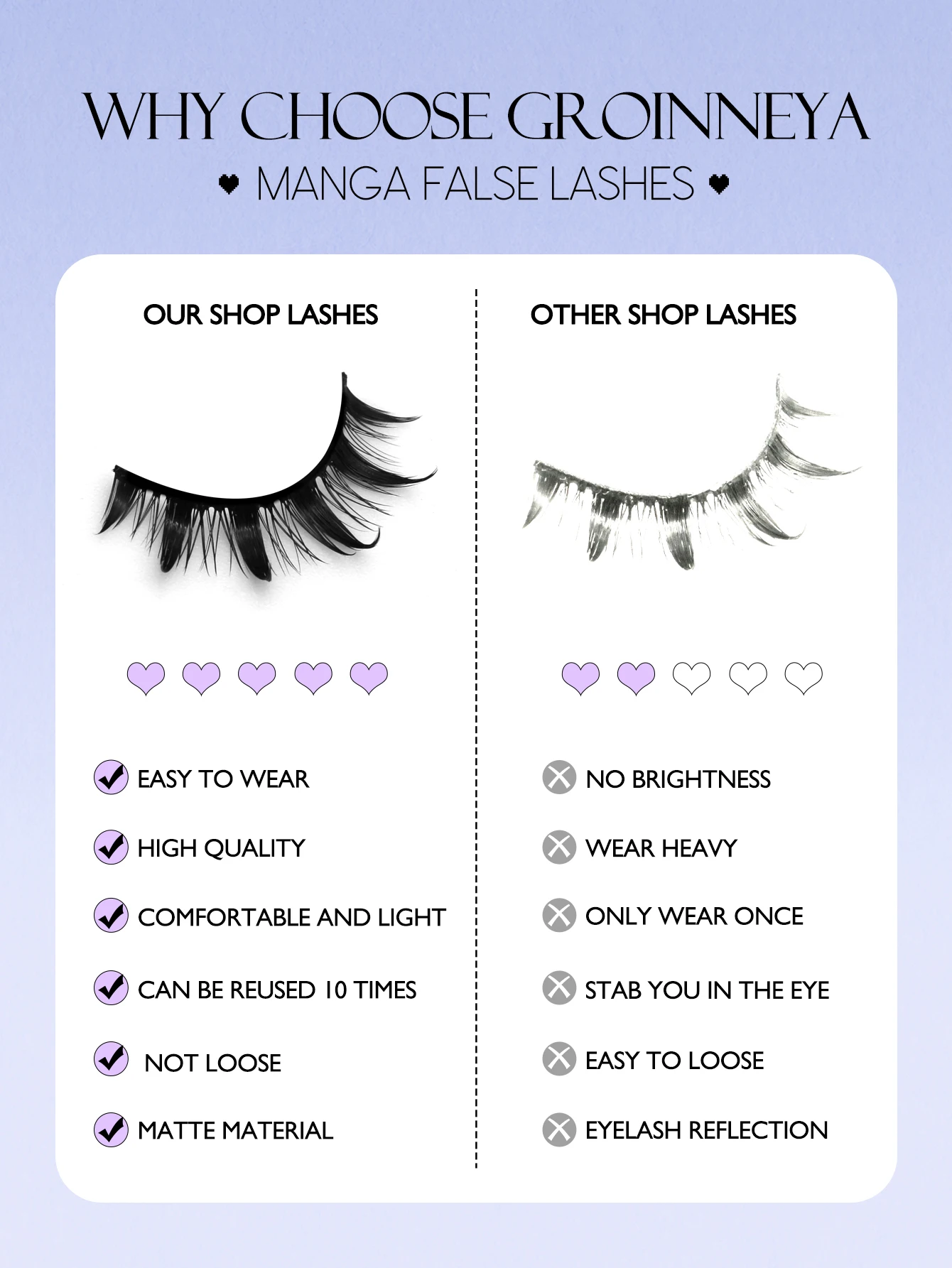 GROINNEYA マンガまつげ 5 ペアまつげふわふわソフトクロスナチュラルルックつけまつげうっすらナチュラルメイクまつげエクステンション