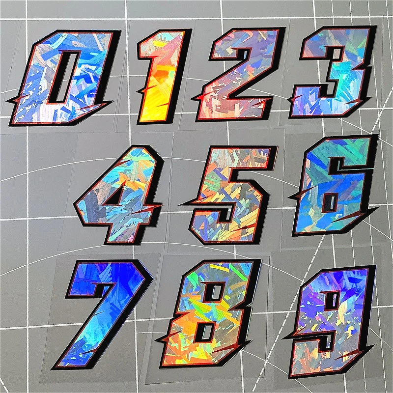 

1PC Holographic Carbon Effect Motorcycle Number Stickers Waterproof for DIY Racing Helmet Fairing Fuel Tank Scooter Vinyl Decals