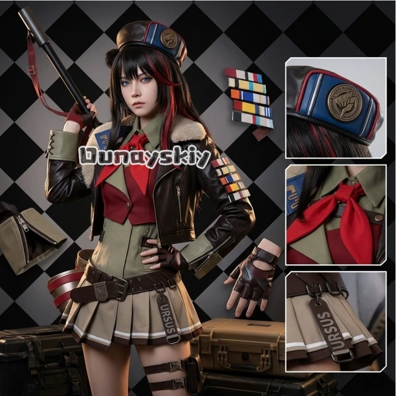 

Arknights Role Playing Cloak Coat Hat Gloves Short Skirt Wig Uniform Cosplay Costume Stormy tide in winter Halloween party