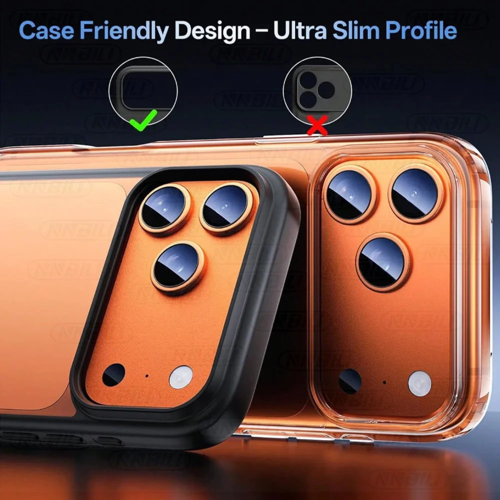 NNBILI 2 szt. Ochraniacze na obiektyw aparatu do iPhone'a 17 Pro Max - Premium szkło hartowane 9H z mocną adsorpcją, kompatybilne z etui