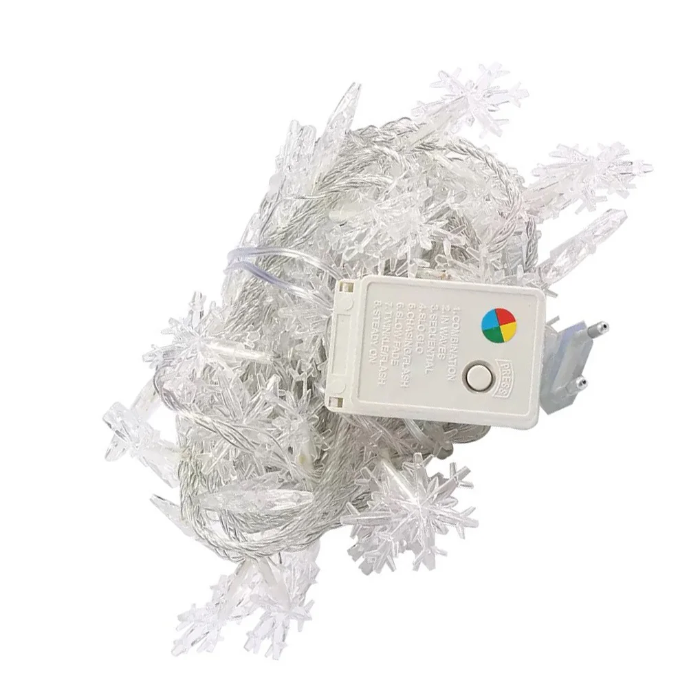 1 pçs floco de neve lâmpada corda led luz poupança energia decoração festa natal luz da corda ornamento da árvore natal