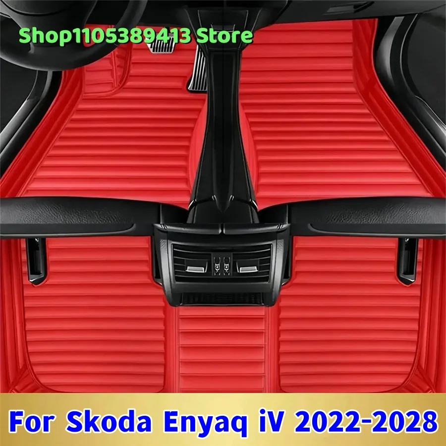 Autoteppiche aus Leder, maßgefertigte Fußmatten für Skoda Enyaq iV 2022 2023 2024 2025 2026 2027, Autozubehör