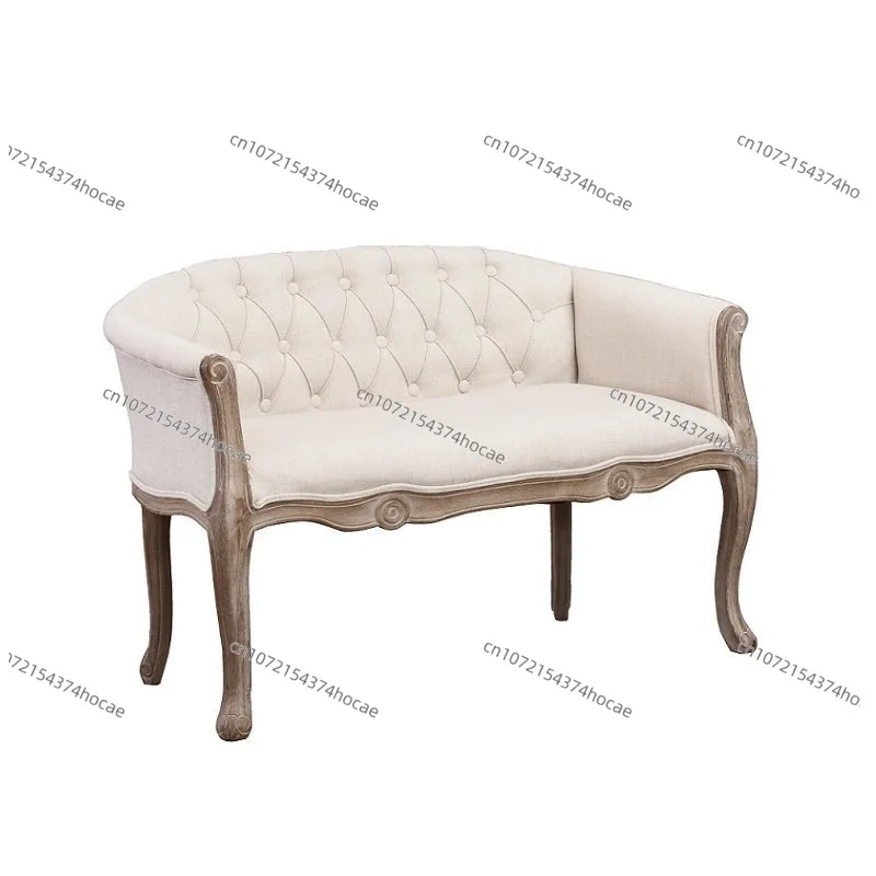 Single sofa light luxury solid wood Nordic balcony lounge chair bedroom negotiation chair double small sofa chair