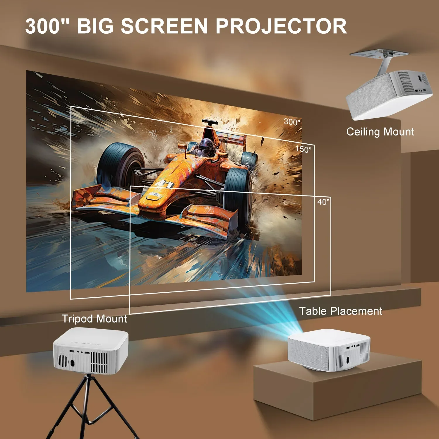 جهاز عرض Salange الرسمي Netflix الأصلي 1080P 4K جهاز عرض Android 13، WiFi Bluetooth 5.2 التركيز الإلكتروني والتصحيح التلقائي