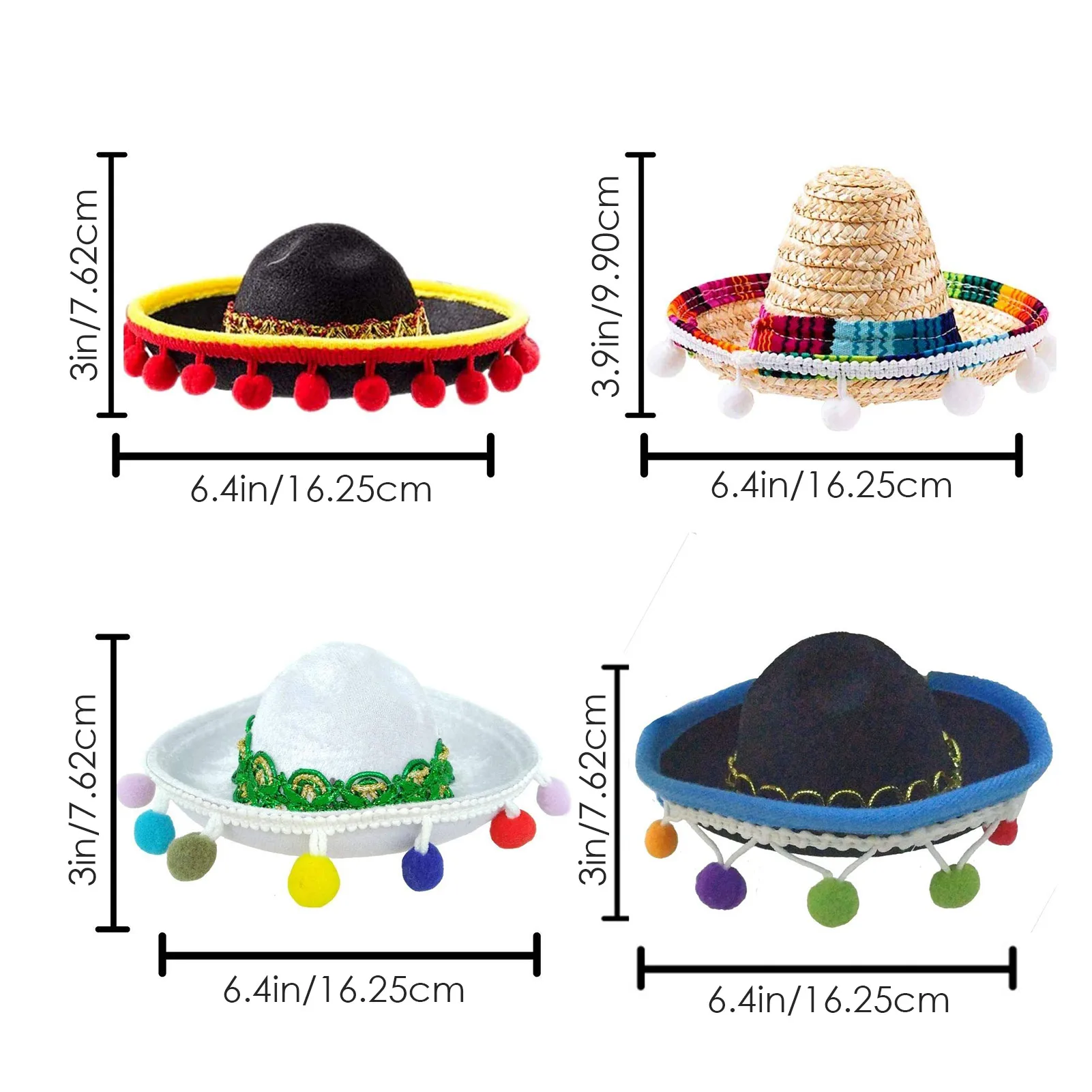 Newest 4pcs/set Mini Sombrero Hats Baby Fiesta Party Favors Cinco De Ma-yo Costume HatFestival Carnival Mexican Party Decor