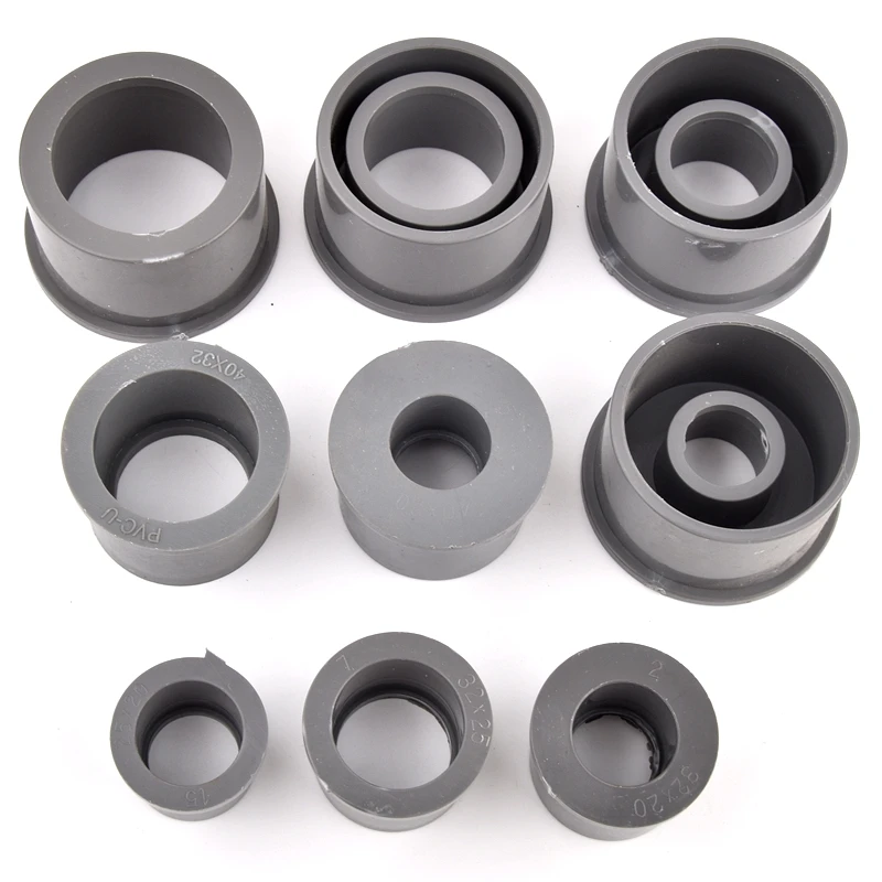 25~63mm To 20/25/32/40mm Grey PVC Reducing Pipe Connector Aquarium Pipe Bushing Garden Irrigation Joint Water Supply Fittings