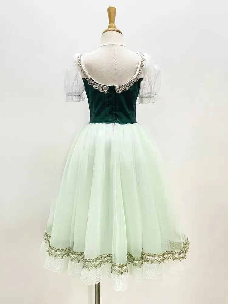 2024 latest green romantic ballet dress for adults and children high-end customized performance competition ballet clothing