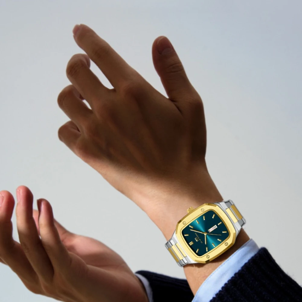 VA VA VOOM 2831, роскошные мужские часы со стальной полосой, модные деловые водонепроницаемые часы с двойным календарем для мужчин, Relogios Masculino