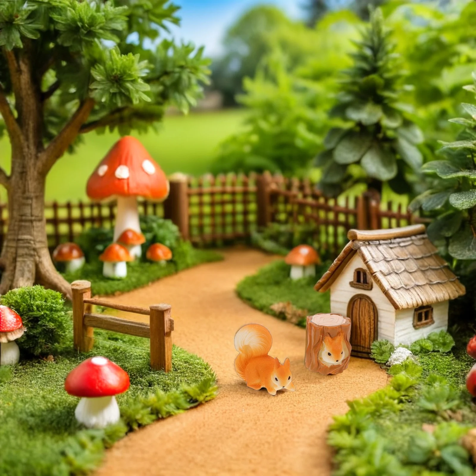 

7Pcs Mini Resin Squirrel Garden Accessories DIY Moss Landscape Miniature Lawn Decor Outdoor Christmas Village Decorations