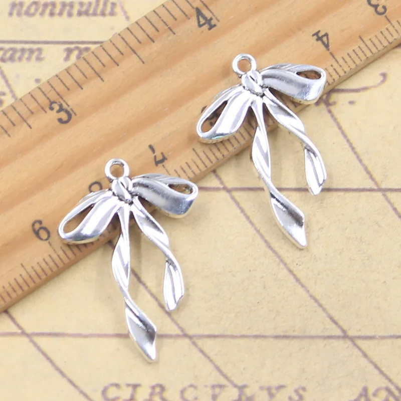 10pcs Charms bowknot bow tie 30x21mm Antique Silver Color Pendants Making DIY Handmade Tibetan Finding Jewelry