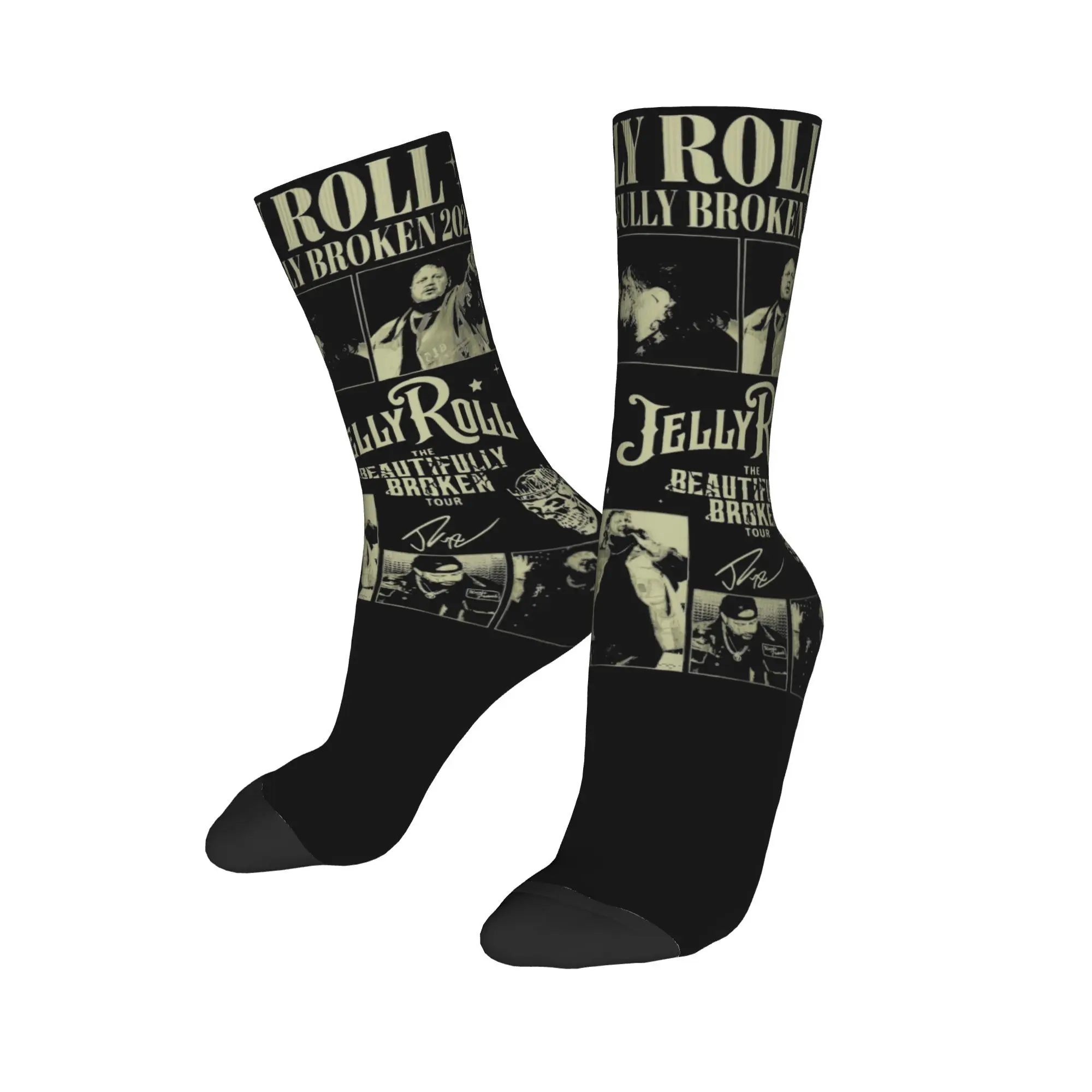 90s Jelly Roll 2024 Concert Socks for Women Men All Seasons The Beautifully Broken Tour  Comfortable Crew Socks Non-slip