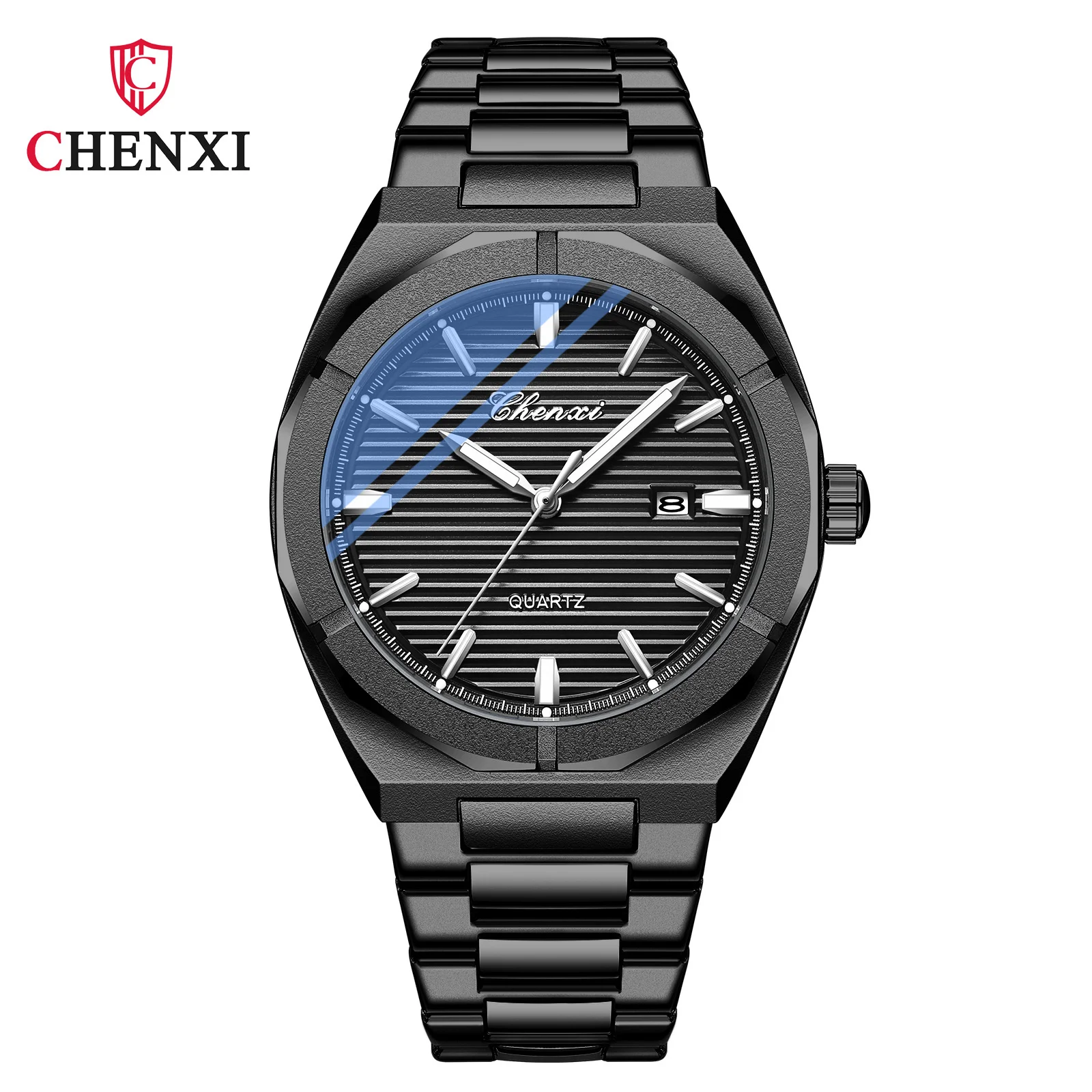 CHENXI 8262 Business Men\'s Horizontal Bar Calendar Polygon Glow Waterproof Steel Band Quartz Watch Men Buy Direct From China